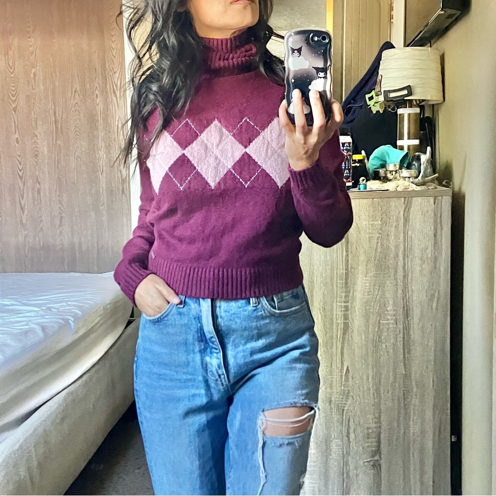 Hollister argyle turtleneck sweater